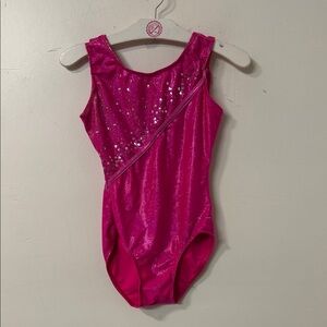 Glamorous Pink Sequin Bodysuit gymnastics